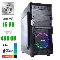 Новый компьютер Asus Qube QB932A U3C / Intel Core i5-10400F (6 (12) ядер по 2.9 - 4.3 GHz) / 16 GB DDR4 / 480 GB SSD M.2 / Intel Iris Xe Max DG1, 4 GB DDR4, 128-bit / 400W 