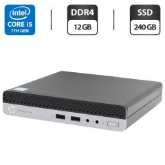 Неттоп HP ProDesk 400 G3 Mini PC USFF / Intel Core i5-7500T (4 ядра по 2.7 - 3.3 GHz) / 12 GB DDR4 / 240 GB SSD / Intel HD Graphics 630 / Windows 11 Pro + Блок питания в комплекте