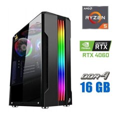 Новий ігровий ПК Tower / AMD Ryzen 5 3600 (6 (12) ядер по 3.6 - 4.2 GHz) / 16 GB DDR4 / 480 GB SSD / nVidia GeForce RTX 4060, 8 GB GDDR6, 128-bit / 600W