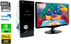 Комплект ПК: компьютер Б-класс FrimeCom Tower / Intel Pentium G3440 (2 (2) ядра по 3.3 GHz) / 8 GB DDR3 / 120 GB SSD NEW / nVidia GeForce GT 640, 1 GB GDDR5, 64-bit / USB 3.0 / 300W + Монитор ViewSonic VA2231wa-LED / 22" (1920x1080) TN / VGA
