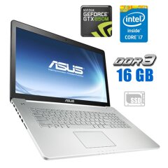 Игровой ноутбук Asus N750JK / 17.3" (1920x1080) TN / Intel Core i7-4700MQ (4 (8) ядра по 2.4 - 3.4 GHz) / 16 GB DDR3 / 480 GB SSD / nVidia GeForce GTX 850M, 2 GB GDDR5, 128-bit / WebCam