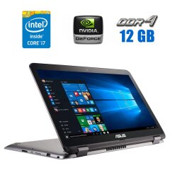 Ігровий ноутбук Asus VivoBook Flip R518UQ / 15.6" (1920x1080) IPS Touch / Intel Core i7-7500U (2 (4) ядра по 2.7 - 3.5 GHz) / 12 GB DDR4 / 256 GB SSD / nVidia GeForce 940MX, 2 GB GDDR5, 64-bit / WebCam