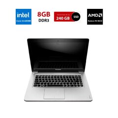 Ігровий ноутбук Б-клас Lenovo IdeaPad U410 / 15.6" (1366x768) TN / Intel Core i5-4200M (2 (4) ядра по 2.5 - 3.1 GHz) / 8 GB DDR3 / 240 GB SSD / AMD Radeon R5 M230, 2 GB DDR3, 64-bit / WebCam