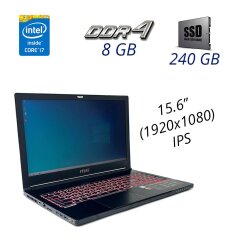 Игровой ноутбук MSI MS-16K2 / 15.6" (1920x1080) IPS / Intel Core i7-7700HQ (4 (8) ядра по 2.8 - 3.8 GHz) / 8 GB DDR4 / 240 GB SSD / nVidia GeForce GTX 1060, 6 GB GDDR5, 192-bit / WebCam
