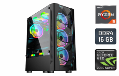 Игровой ПК 1stPlayer Color ATX / AMD Ryzen 5 4500 (6 (12) ядер по 3.6 - 4.1 GHz) / 16 GB DDR4 / 1000 GB SSD / nVidia GeForce RTX 2060 Super, 8 GB GDDR6, 256-bit / Thermaltake Smart RGB 700W / ASRock B450M-HDV R4.0