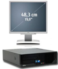 Fujitsu-Siemens E5731 SFF / Intel Core 2 Quad Q6600/Q8300 (4 ядра по 2.4-2.5GHz)  / 4GB DDR3 / 250GB HDD + монитор Fujitsu B19-6 / 19" / 1280x1024 / колонки