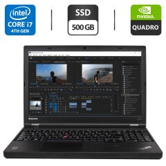 Мобільна робоча станція Б-клас Lenovo ThinkPad W540 / 15.6" (1920x1080) TN / Intel Core i7-4700MQ (4 (8) ядра по 2.4 - 3.4 GHz) / 32 GB DDR3 / 500 GB SSD / nVidia Quadro K1100M, 2 GB GDDR5, 128-bit / WebCam / VGA