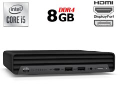 Неттоп HP Presence Mini Conferencing PC USFF / Intel Core i5-10500T (6 (12) ядер по 2.3 - 3.8 GHz) / 8 GB DDR4 / no HDD / Intel UHD Graphics 630 / DisplayPort / HDMI + Блок питания