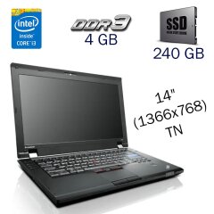 Ноутбук Б клас Lenovo ThinkPad L420 / 14" (1366x768) TN / Intel Core i3-2350M (2 (4) ядра по 2.3 GHz) / 4 GB DDR3 / 240 GB SSD / Intel HD Graphics 3000 / WebCam