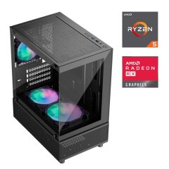 Новый игровой ПК 1stPlayer Mi2 A-BK-2F7R-1F7 FORSAGE Tower / AMD Ryzen 5 5500 (6 (12) ядер по 3.6 - 4.2 GHz) / 16 GB DDR4 / 512 GB SSD M.2 / AMD Radeon RX 570, 8 GB GDDR5, 256-bit