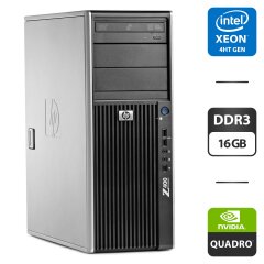 Сервер HP Z400 Workstation Tower / Intel Xeon W3565 (4 (8) ядра по 3.2 - 3.46 GHz) / 16 GB DDR3 / 500 GB HDD / nVidia Quadro FX 1800, 768 MB GDDR3, 128-bit / DVD-ROM / 475W