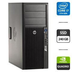 Робоча станція HP Z210 Workstation Tower / Intel Core i7-2600 (4 (8) ядра по 3.4 - 3.8 GHz) / 16 GB DDR3 / 240 GB SSD / nVidia Quadro K620, 2 GB GDDR3, 128-bit