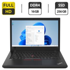 Ультрабук Lenovo ThinkPad T480 / 14" (1920x1080) TN / Intel Core i5-8350U (4 (8) ядра по 1.7 - 3.6 GHz) / 16 GB DDR4 / 256 GB SSD / Intel UHD Graphics 620 / WebCam / HDMI / Два АКБ
