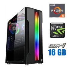 Новый игровой ПК Tower / AMD Ryzen 5 3600 (6 (12) ядер по 3.6 - 4.2 GHz) / 16 GB DDR4 / 480 GB SSD / nVidia GeForce RTX 4060 Ti, 8 GB GDDR6, 128-bit / 600W