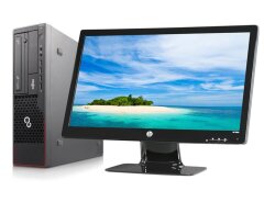 Комплект ПК: Fujitsu Esprimo E700 E85+ SFF / Intel Core i3-2120 (2 (4) ядра по 3.3 GHz) / 8 GB DDR3 / 320 GB HDD / Intel HD Graphics 2000 / DVD-ROM + Монитор HP 2011x / 20" (1600x900) TN / 1x DVI, 1x VGA