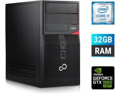 Игровой ПК Fujitsu Tower / Intel Core i7-6700 (4 (8) ядра по 3.4 - 4.0 GHz) / 32 GB DDR4 / 250 GB SSD + 1000 GB HDD / nVidia GeForce GTX 1660 Super, 6 GB GDDR6, 192-bit + Windows 10 в подарок