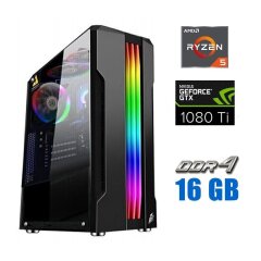 Ігровий ПК Tower / AMD Ryzen 5 3600 (6 (12) ядер по 3.6 - 4.2 GHz) / 16 GB DDR4 / 480 GB SSD / nVidia GeForce GTX 1080 Ti, 11 GB GDDR5X, 352-bit / 700W
