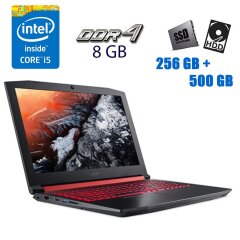 Игровой ноутбук ACER Nitro 5 AN515-31 / 15.6" (1920x1080) IPS / Intel Core i5-8250U (4 (8) ядра по 1.6 - 3.4 GHz) / 8 GB DDR4 / 256 GB SSD + 500 GB HDD / nVidia GeForce MX 150, 2 GB GDDR5, 64-bit / WebCam 