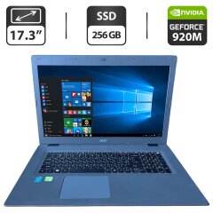Ноутбук Acer Aspire E5-772 / 17.3" (1600x900) TN / Intel Core i3-5005U (2 (4) ядра по 2.0 GHz) / 8 GB DDR3 / 256 GB SSD / nVidia GeForce 920M, 4 GB GDDR3, 64-bit / WebCam / DVD-ROM