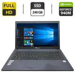Ноутбук Б-класс Clevo W650RB / 15.6" (1920x1080) TN / Intel Core i7-6700HQ (4 (8) ядра по 2.6 - 3.5 GHz) / 8 GB DDR3 / 240 GB SSD / nVidia GeForce 940M, 2 GB GDDR3, 64-bit / WebCam / DVD-ROM