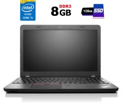 Ноутбук Lenovo ThinkPad E550 / 15.6" (1366x768) TN / Intel Core i5-5200U (2 (4) ядра по 2.2 - 2.7 GHz) / 8 GB DDR3 / 128 GB SSD / Intel HD Graphics 5500 / WebCam / HDMI