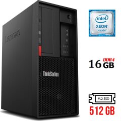 Робоча станція Lenovo ThinkStation P330 Tower / Intel Xeon E-2124G (4 ядра по 3.4 - 4.5 GHz) / 16 GB DDR4 / 512 GB SSD M.2 / nVidia Quadro P1000, 4 GB GDDR5, 128-bit / 400W / DVD-RW / USB 3.1 / miniDP
