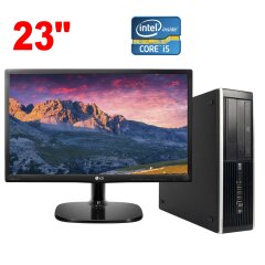 Комплект ПК: HP Compaq Pro 6300 SFF / Intel Core i5-3570 (4 ядра по 3.4 - 3.8 GHz) / 8 GB DDR3 / 240 GB SSD / Intel HD Graphics 2500 / DVD-RW + Монитор LG 23MP48HQ-P / 23" (1920x1080) IPS / 1x HDMI, 1x VGA, 1x Audio
