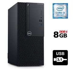 Компьютер Dell OptiPlex 3060 Tower / Intel Core i3-8100 (4 ядра по 3.6 GHz) / 8 GB DDR4 / no HDD / Intel UHD Graphics 630 / 260W / DVD-ROM / USB 3.1 / HDMI / DisplayPort
