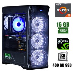 GameMax StarLight B-White / AMD Ryzen 5 2600 (6(12)ядер по 3.4 - 3.9GHz) / 16GB DDR4 / 480GB SSD / GeForce GTX 1660 TI 6GB / 600W