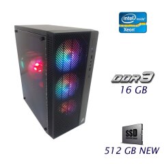 Игровой ПК 1stPlayer A7 NEW / Intel Xeon E3-1270 v3 (4 (8) ядра по 3.5 - 3.9 GHz) (аналог Intel Core i7-4770) / 16 GB DDR3 / 512 GB SSD NEW / AMD Radeon RX 550, 2 GB GDDR5, 128-bit / 500W NEW