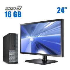 Комплект ПК: Dell OptiPlex 3020 SFF / Intel Core i3-4130 (2 (4) ядра по 3.4 GHz) / 16 GB DDR3 / 480 GB SSD / Intel HD Graphics 4400 + Монитор Samsung NC241 / 24" (1920x1080) TN / VGA + Клавиатура и мышь