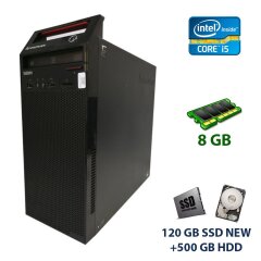 Lenovo E73 Tower / Intel Core i5-4570 (4 ядра по 3.2 - 3.6 GHz) / 8 GB DDR3 / 120 GB SSD NEW+500 GB HDD / nVidia GeForce GTX 1060, 3 GB GDDR5, 192-bit / 600W NEW