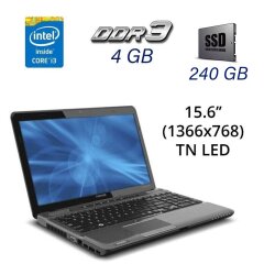 Ноутбук Toshiba Satellite P755-S5320 / 15.6" (1366x768) TN LED / Intel Core i3-2330M (2 (4) ядра по 2.2 GHz) / 4 GB DDR3 / 240 GB SSD / WebCam / DVD-RW / USB 3.0 / eSATA / HDMI