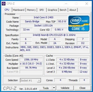 Процессор Intel Xeon E3-1225 (аналог i5-2400) / Сокет LGA1155