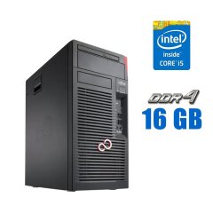 Комп'ютер Fujitsu Celsius W580n Tower / Intel Core i5-8500 (6 ядер по 3.0 - 4.1 GHz) / 16 GB DDR4 / 512 GB SSD M.2 / Intel UHD Graphics 630 / DVD-ROM