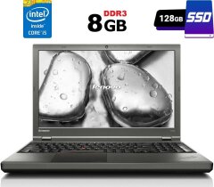 Ноутбук Lenovo ThinkPad T540p / 15.6" (1366x768) TN / Intel Core i5-4300M (2 (4) ядра по 2.6 - 3.3 GHz) / 8 GB DDR3 / 128 GB SSD / Intel HD Graphics 4600 / WebCam / DVD-RW / Fingerprint / miniDP / Windows 10 ліцензія