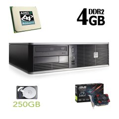 HP Compaq dc5750 SFF / AMD Athlon X2 4400 (2 ядра, 2.3GHz) / 4GB DDR2 / 250GB HDD / NEW GeForce GT 730 1GB DDR3 (HDMI, DVI, VGA)