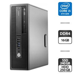 Компьютер HP EliteDesk 800 G2 SFF / Intel Core i5-6500 (4 ядра по 3.2 - 3.6 GHz) / 16 GB DDR4 / 240 GB SSD + 250 GB HDD / Intel HD Graphics 530 / DVD-ROM