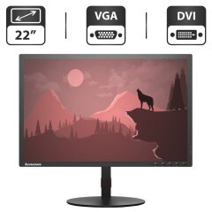 Монитор Б-класс Lenovo ThinkVision T2254A / 22" (1680x1050) TN / DVI, VGA + Кабели (VGA, DVI на выбор) и питания в комплекте