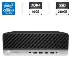 Компьютер HP ProDesk 600 G3 Tower / Intel Core i5-7500 (4 ядра по 3.4 - 3.8 GHz) / 16 GB DDR4 / 240 GB SSD / Intel HD Graphics 630 / Windows 11 Pro / DVD-ROM