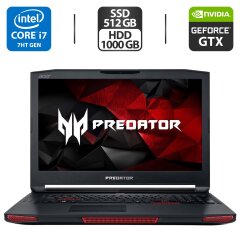 Игровой ноутбук Acer Predator 17X GX-792-753R / 17.3" (1920x1080) IPS / Intel Core i7-7820HK (4 (8) ядра по 2.9 - 3.9 GHz) / 32 GB DDR4 / 512 GB SSD + 1000 GB HDD / nVidia GeForce GTX 1080, 8 GB GDDR5, 256-bit / DisplayPort