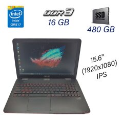 Игровой ноутбук Asus ROG GL551JM / 15.6" (1920х1080) IPS / Intel Core i7-4710HQ (4 (8) ядра по 2.5 - 3.5 GHz) / 16 GB DDR3 / 480 GB SSD / nVidia GeForce GTX 860M, 2 GB GDDR5, 128-bit / WebCam / DVD-ROM