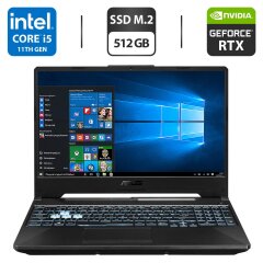 Ігровий ноутбук Asus TUF Gaming F15 FX506H / 15.6" (1920x1080) IPS / Intel Core i5-11400H (6 (12) ядер по 4.5 GHz) / 8 GB DDR4 / 512 GB SSD M.2 / nVidia GeForce RTX 3050, 4 GB GDDR6, 128-bit / WebCam / HDMI