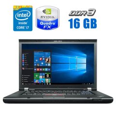 Мобільна робоча станція Lenovo Thinkpad W510 / 15.6" (1600x900) TN / Intel Core i7-720QM (4 (8) ядра по 1.6 - 2.8 GHz) / 16 GB DDR3 / 250 GB SSD / nVidia Quadro FX 880M, 1 GB GDDR3, 128-bit / WebCam / Windows 7