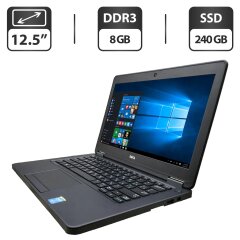Нетбук Б-клас Dell Latitude E5250 / 12.5" (1366x768) TN / Intel Core i5-5300U (2 (4) ядра по 2.3 - 2.9 GHz) / 8 GB DDR3 / 240 GB SSD / Intel HD Graphics 5500 / WebCam
