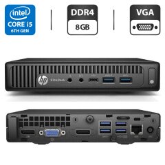 Неттоп HP EliteDesk 800 G2 USFF / Intel Core i5-6500T (4 ядра по 2.5 - 3.1 GHz) / 8 GB DDR4 / 500 GB HDD / Intel HD Graphics 530 / VGA / Windows 11 Pro + Блок питания