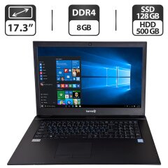 Ноутбук Б-класс Terra Clevo N770WU / 17.3" (1600x900) TN / Intel Core i3-7100U (2 (4) ядра по 2.4 GHz) / 8 GB DDR4 / 128 GB SSD + 500 GB HDD / Intel HD Graphics 620 / WebCam / DVD-ROM