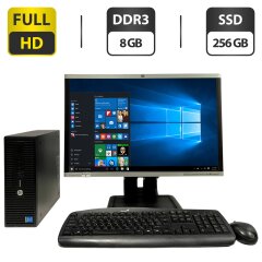 Комплект ПК: компьютер HP ProDesk 400 G2.5 SFF / Intel Core i5-4590S (4 ядра по 3.0 - 3.7 GHz) / 8 GB DDR3 / 256 GB SSD / Intel HD Graphics 4600 + Монитор Б-класс HP Compaq LA2405x / 24" (1920x1200) TN + Клавиатура, мышка, кабели подключения в Укра