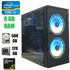 Игровой ПК 2E BASIS (RD858) RGB / Intel Core i5-3470 (4 ядра по 3.2 - 3.6 GHz) / 8 GB DDR3 / 120 GB SSD+500 GB HDD / GeForce GTX 950 2GB DDR5 / БП SeaSonic Wortmann AG 420WT Bronze