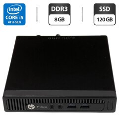Неттоп HP ProDesk 600 G1 Mini PC USFF / Intel Core i5-4590T (4 ядра по 2.0 - 3.0 GHz) / 8 GB DDR3 / 120 GB SSD / Intel HD Graphics 4600 / Блок живлення